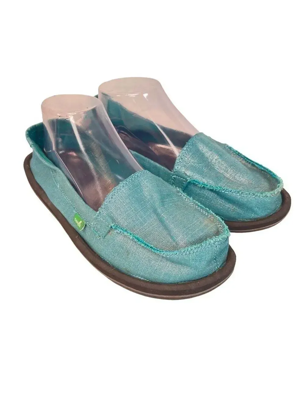Sanuk Ohm My Turquoise Metallic Slip On Loafers Womens 9 Casual Coastal